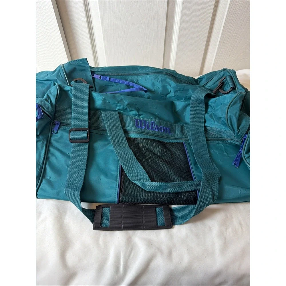 Vintage Wilson Sporting Goods Duffle Bag Teal Blue Purple Retro Gym Bag Carry On